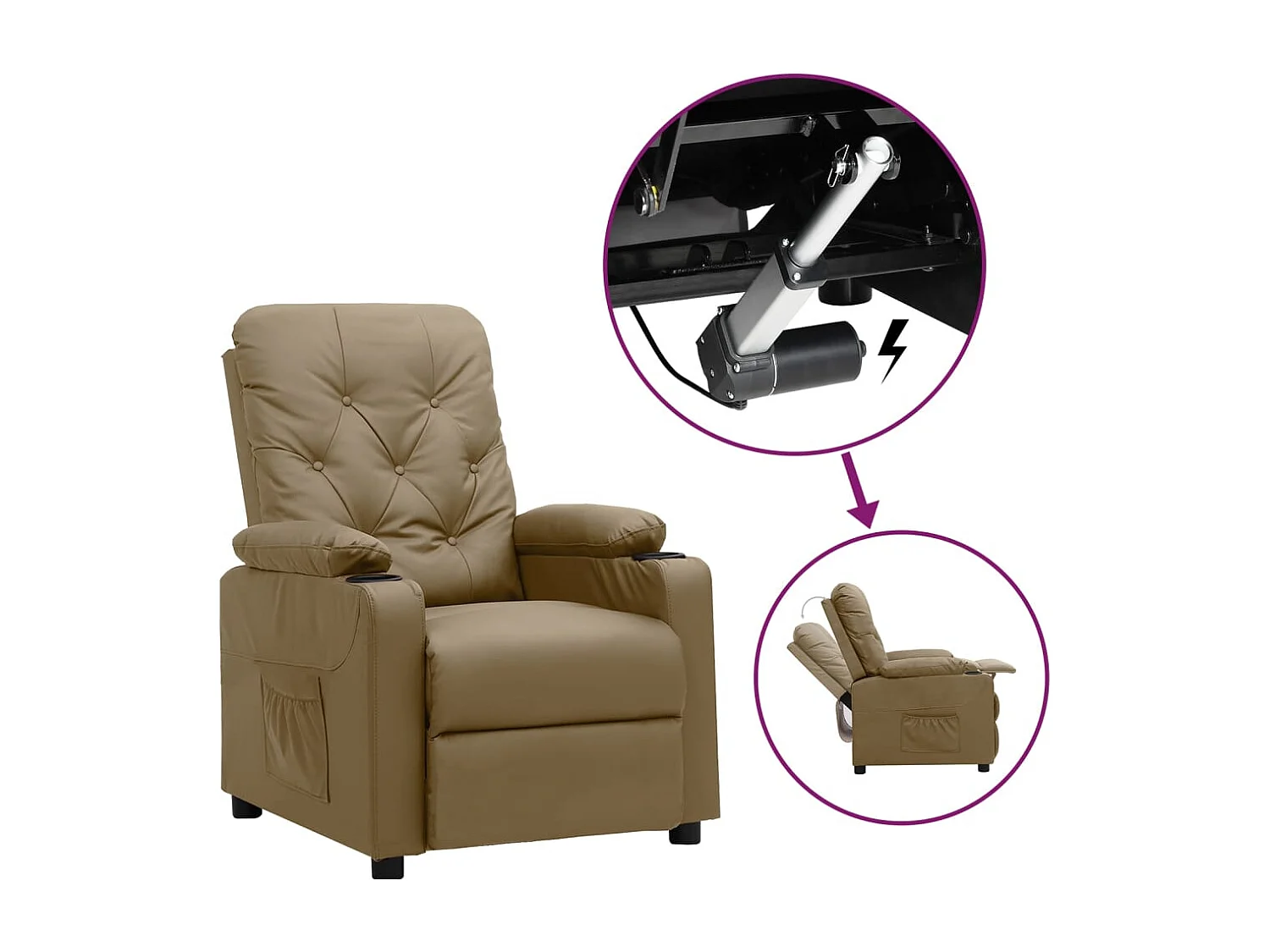 Fauteuil de Salon-Chaise de relax Cappuccino Similicuir SHL3865