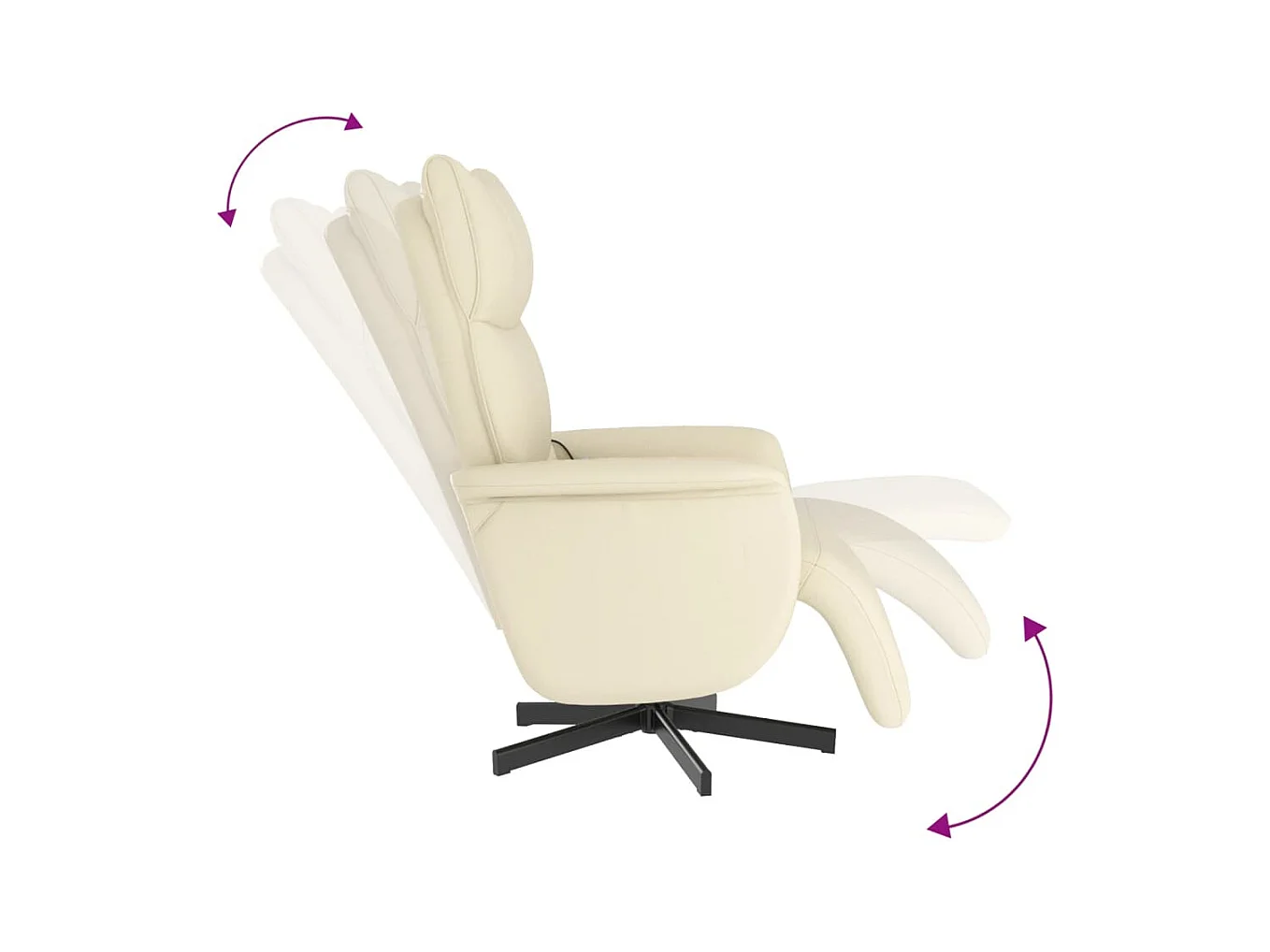 Sillón de relax | Sillón reclinable masaje con reposapiés cuero sintético crema SHL9738