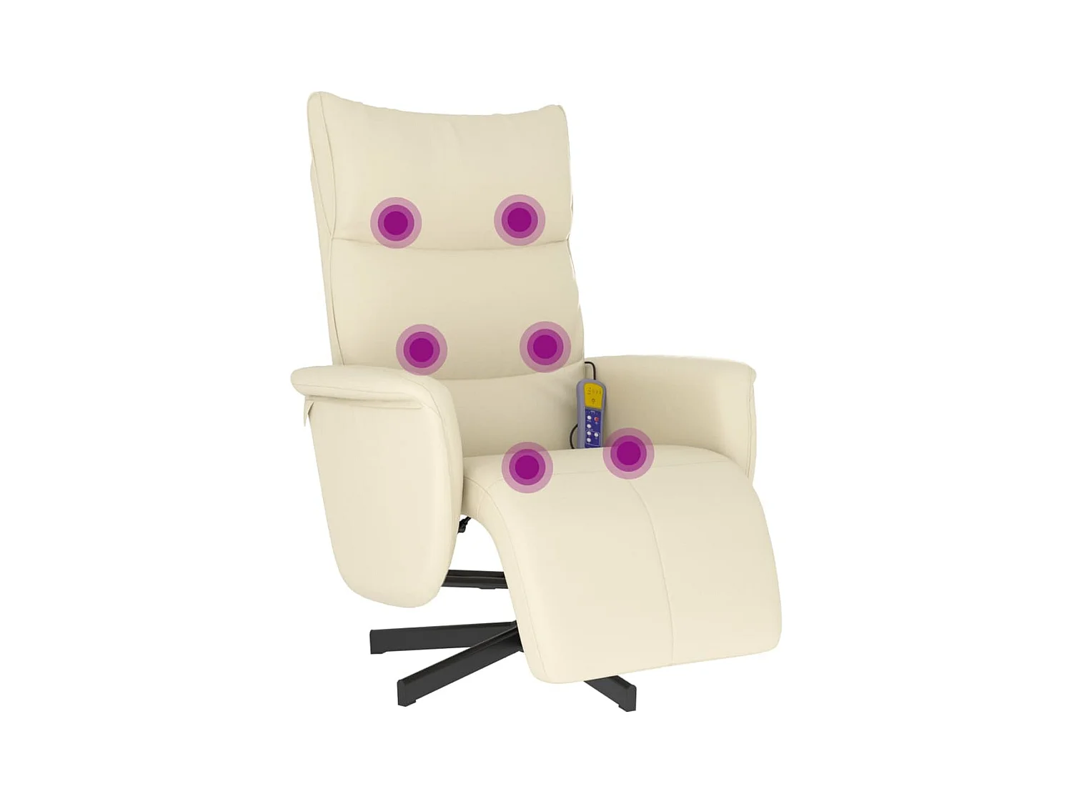 Sillón de relax | Sillón reclinable masaje con reposapiés cuero sintético crema SHL9738