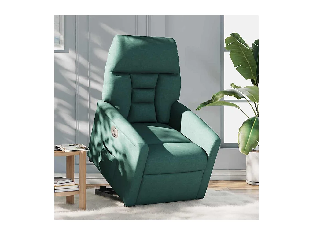 Silla de relax | Sillón eléctrico reclinable elevable de tela verde oscuro SHL4007