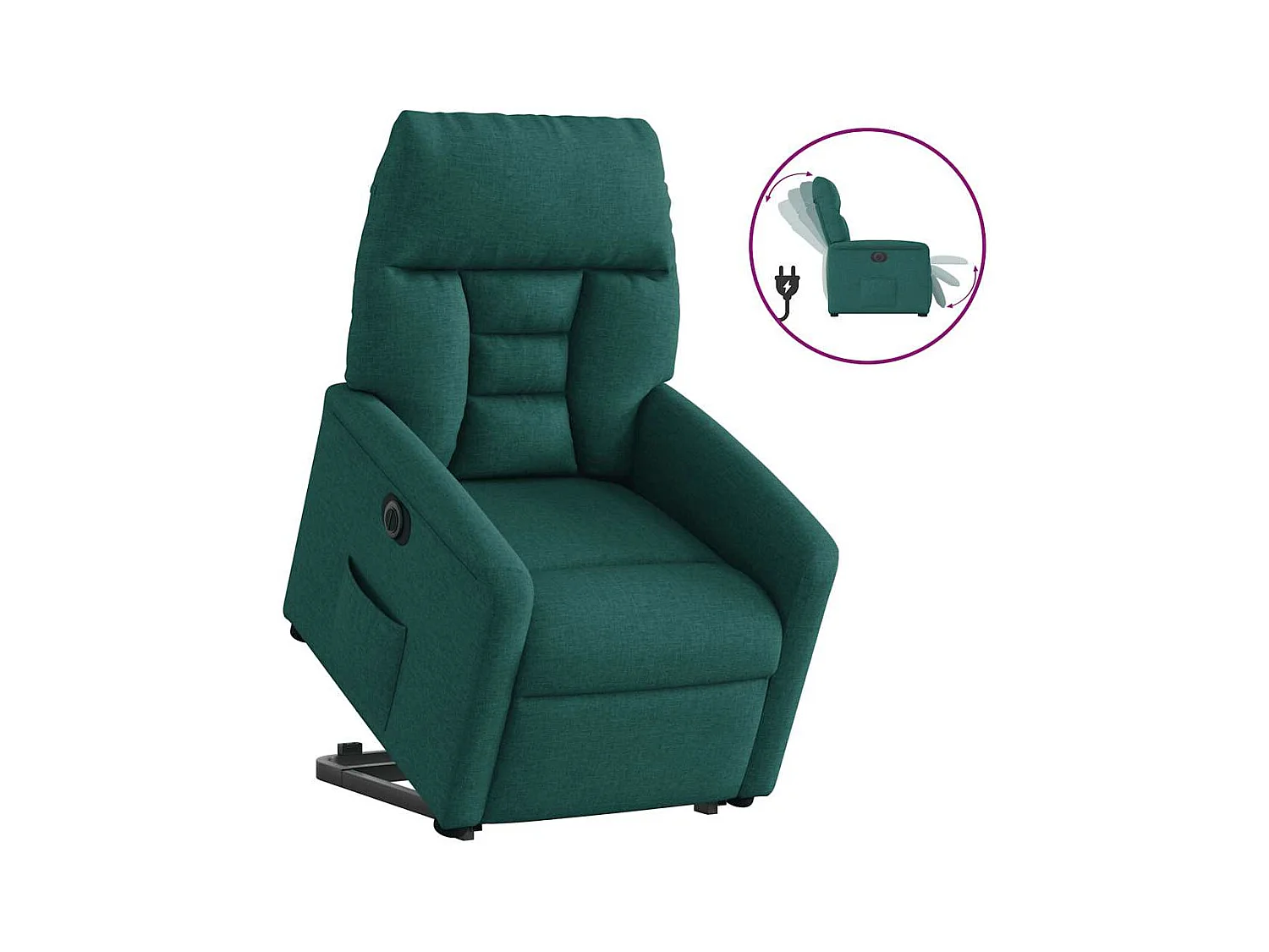 Silla de relax | Sillón eléctrico reclinable elevable de tela verde oscuro SHL4007