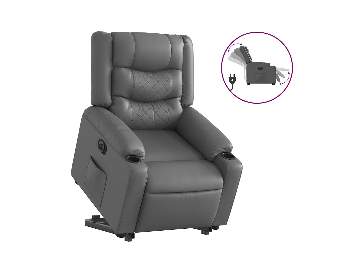 Fauteuil inclinable électrique-Chaise de relax-Fauteuil salon gris similicuir SHL2526