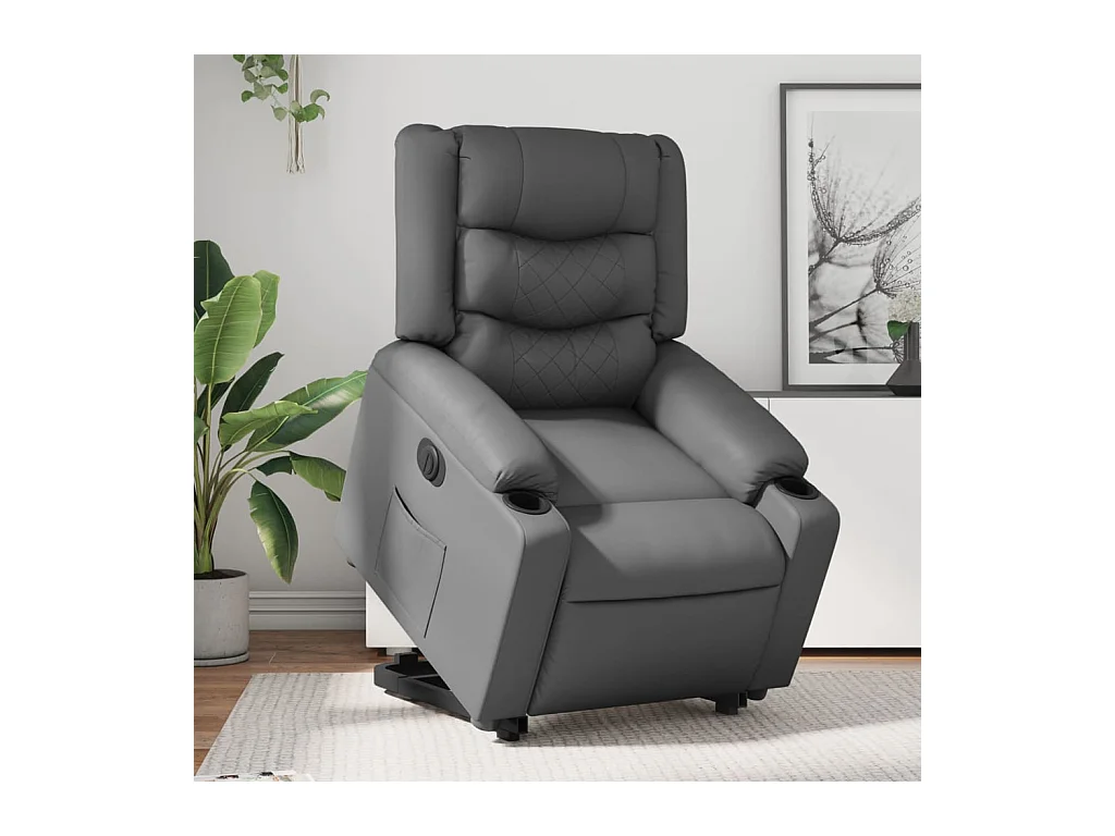 Fauteuil inclinable électrique-Chaise de relax-Fauteuil salon gris similicuir SHL2526