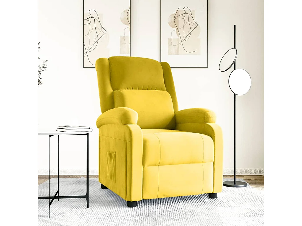 Fauteuil inclinable-Fauteuil de salon jaune velours SHL3332
