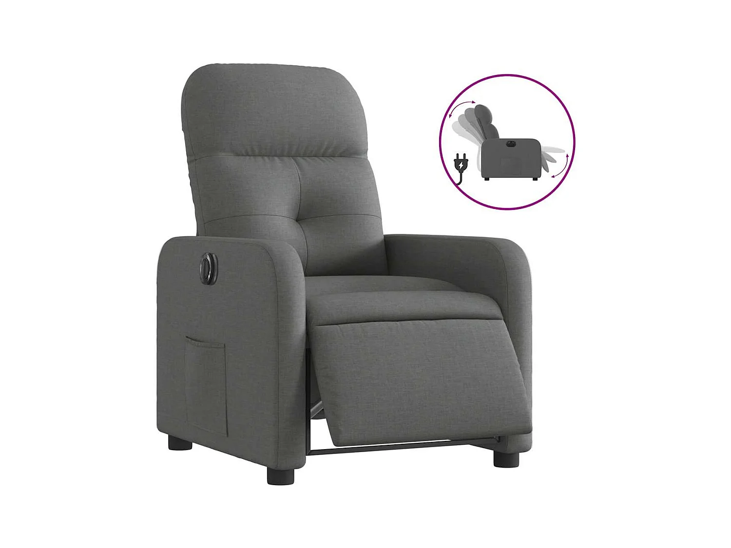 Sillón de relax | Silla | Sillón reclinable eléctrico de tela gris oscuro SHL6797