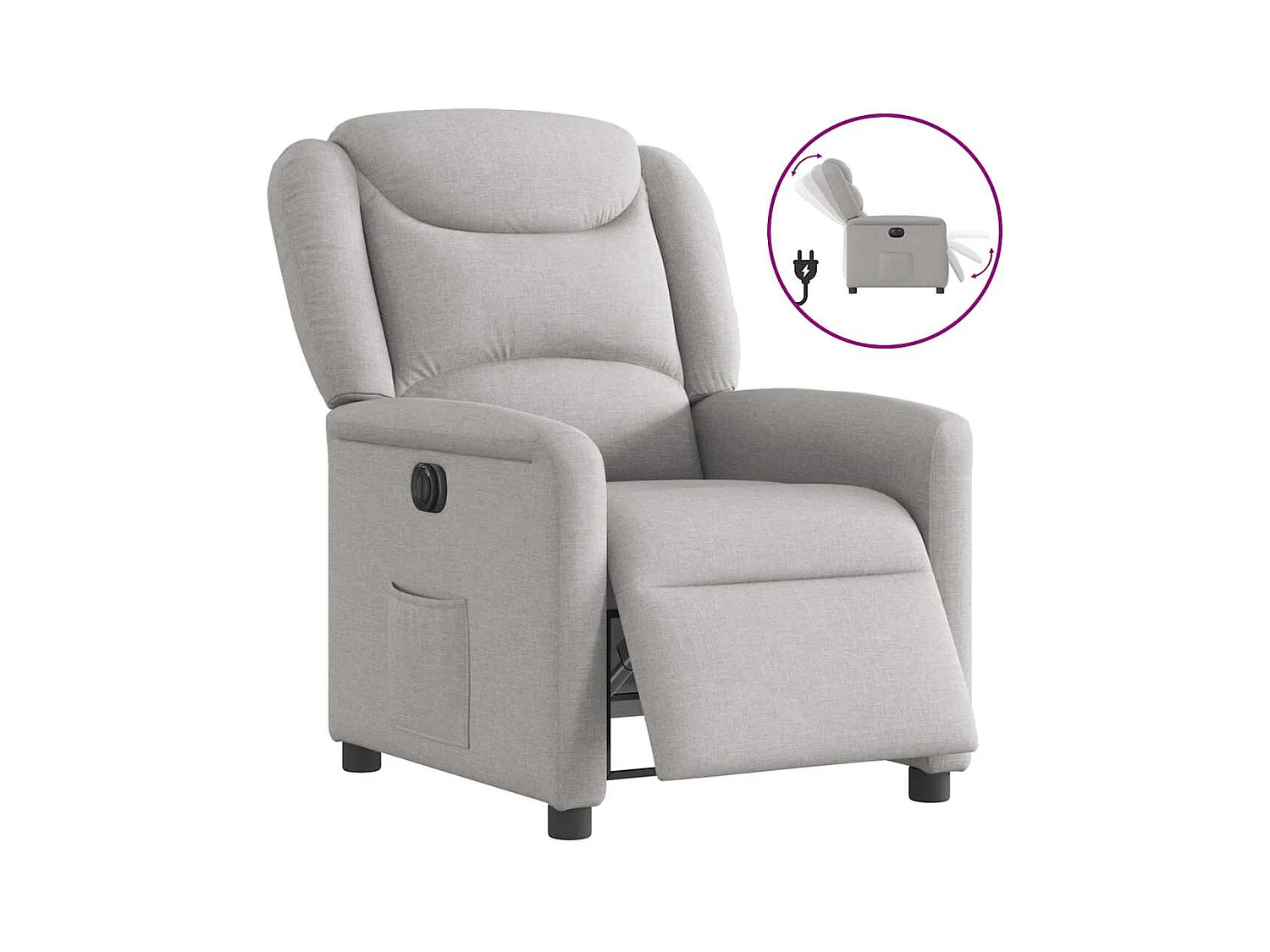 Fauteuil inclinable électrique-Chaise de relax-Fauteuil TV gris nuage tissu SHL2207