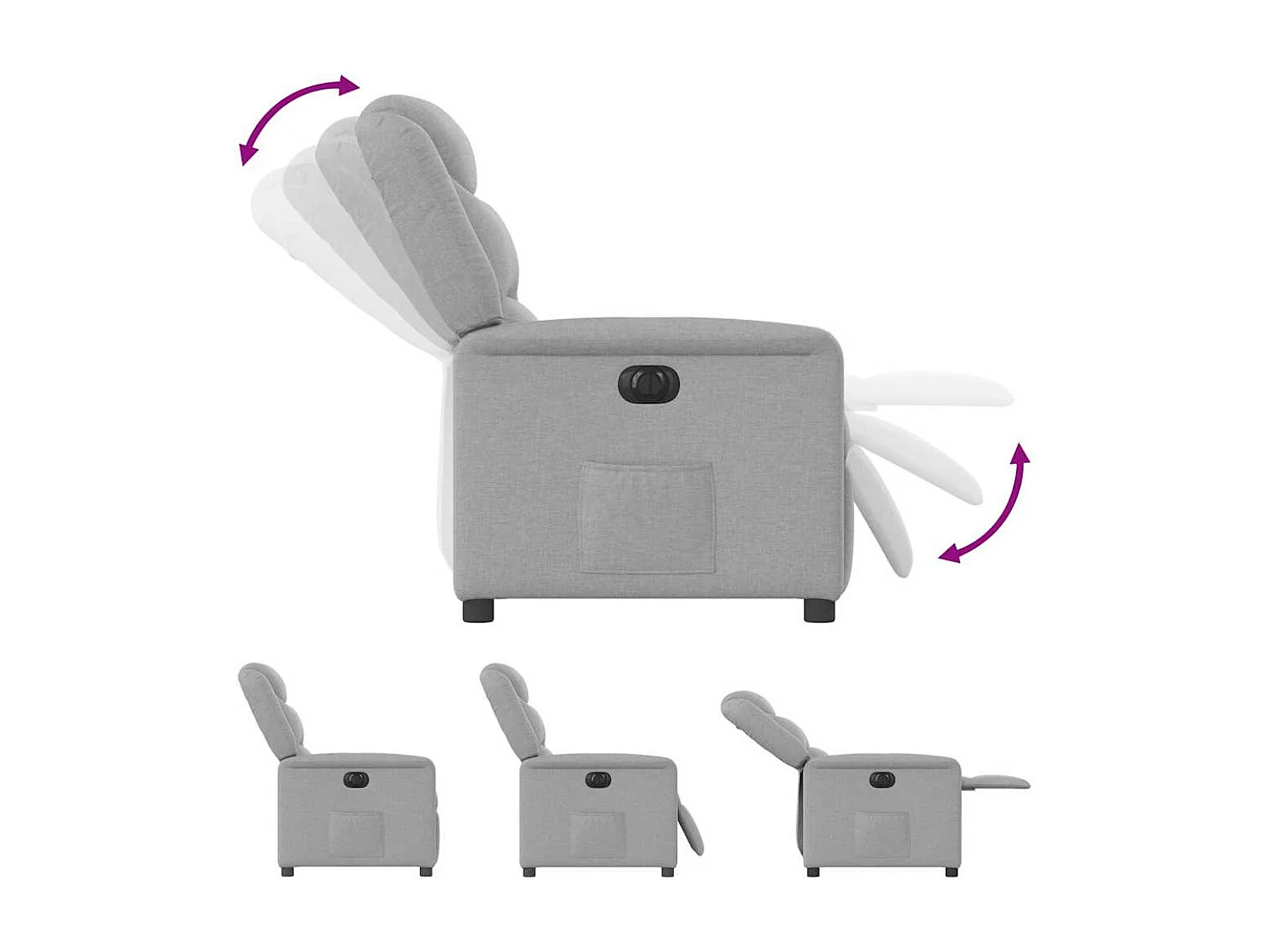 Fauteuil inclinable électrique-Chaise de relax-Fauteuil TV gris nuage tissu SHL2207