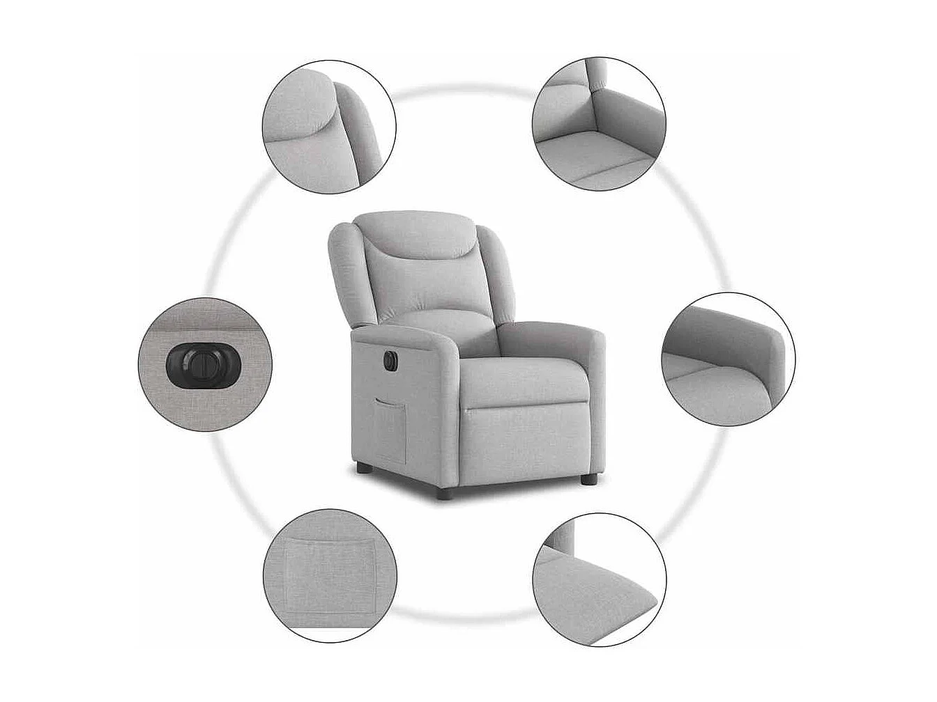 Fauteuil inclinable électrique-Chaise de relax-Fauteuil TV gris nuage tissu SHL2207