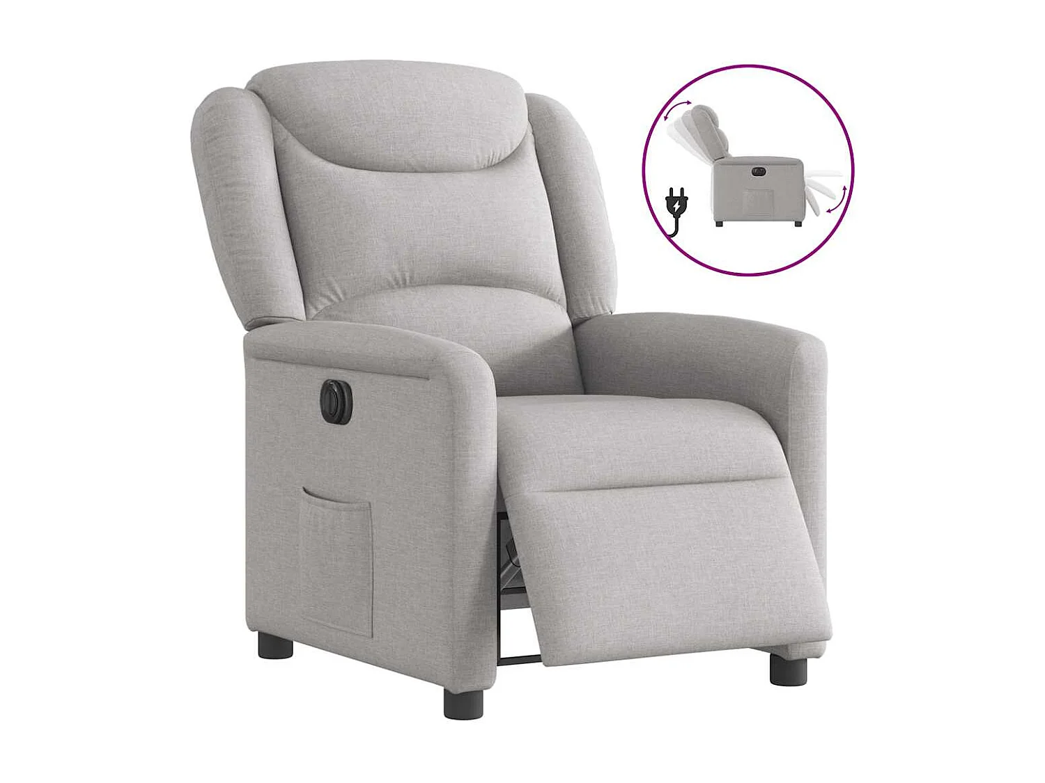 Fauteuil inclinable électrique-Chaise de relax-Fauteuil TV gris nuage tissu SHL2207