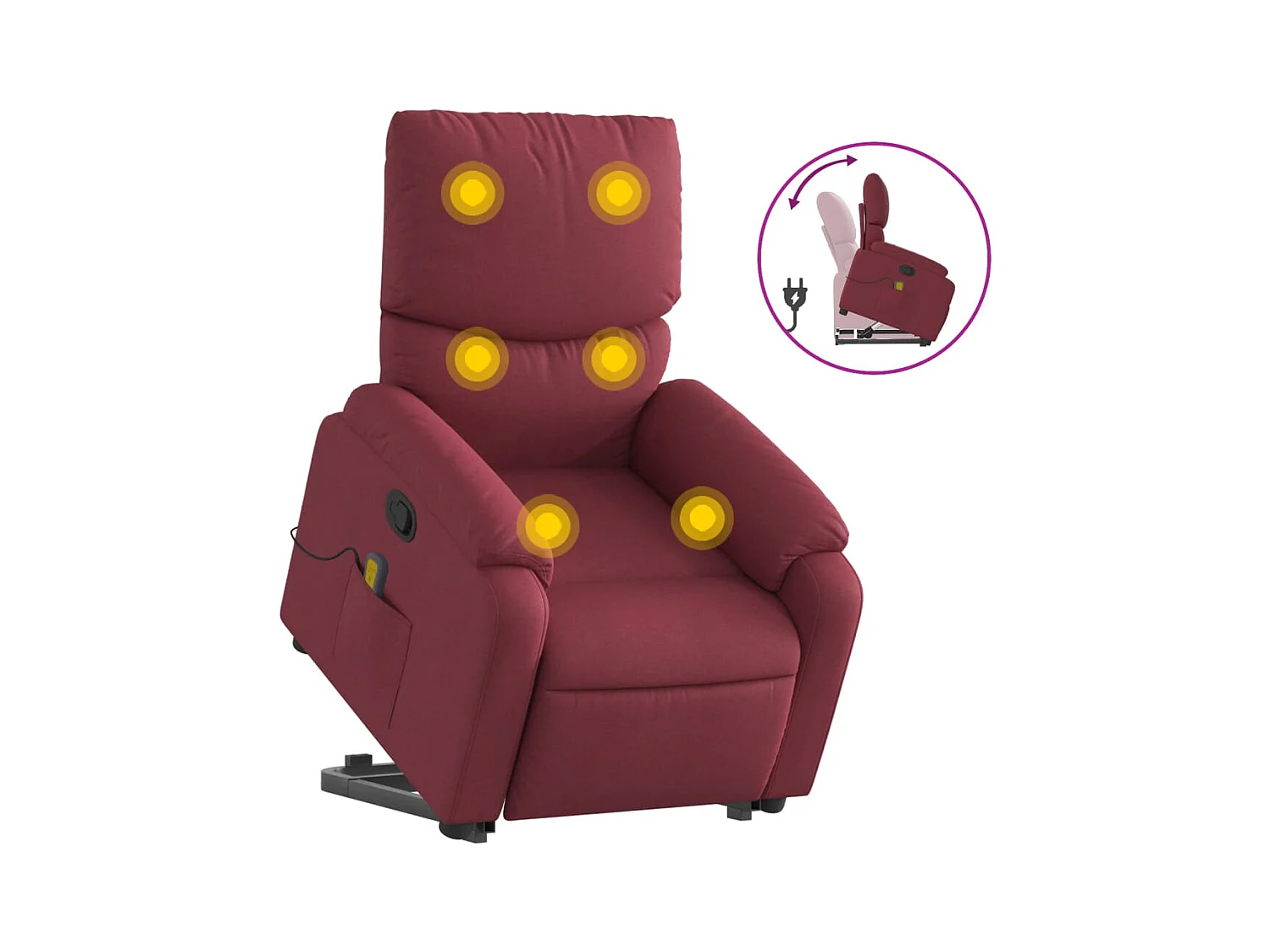 Fauteuil inclinable-Chaise de relax-Fauteuil de Massage Rouge bordeaux Tissu SHL2590