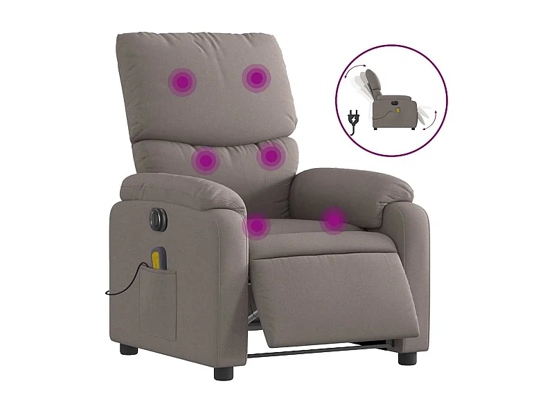 Sillón de relax | Sillón reclinable de masaje eléctrico tela gris taupe SHL5450