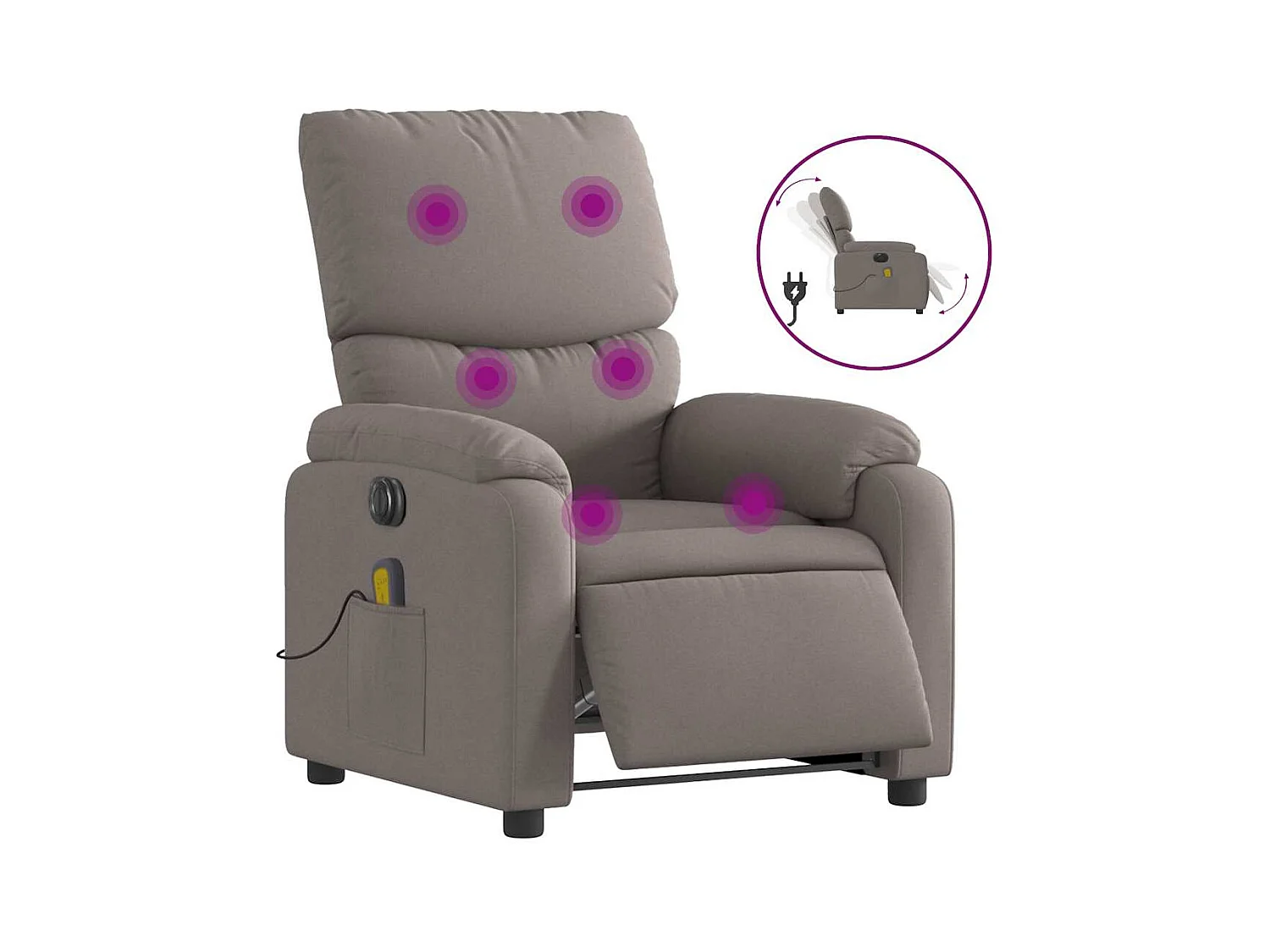 Sillón de relax | Sillón reclinable de masaje eléctrico tela gris taupe SHL5450