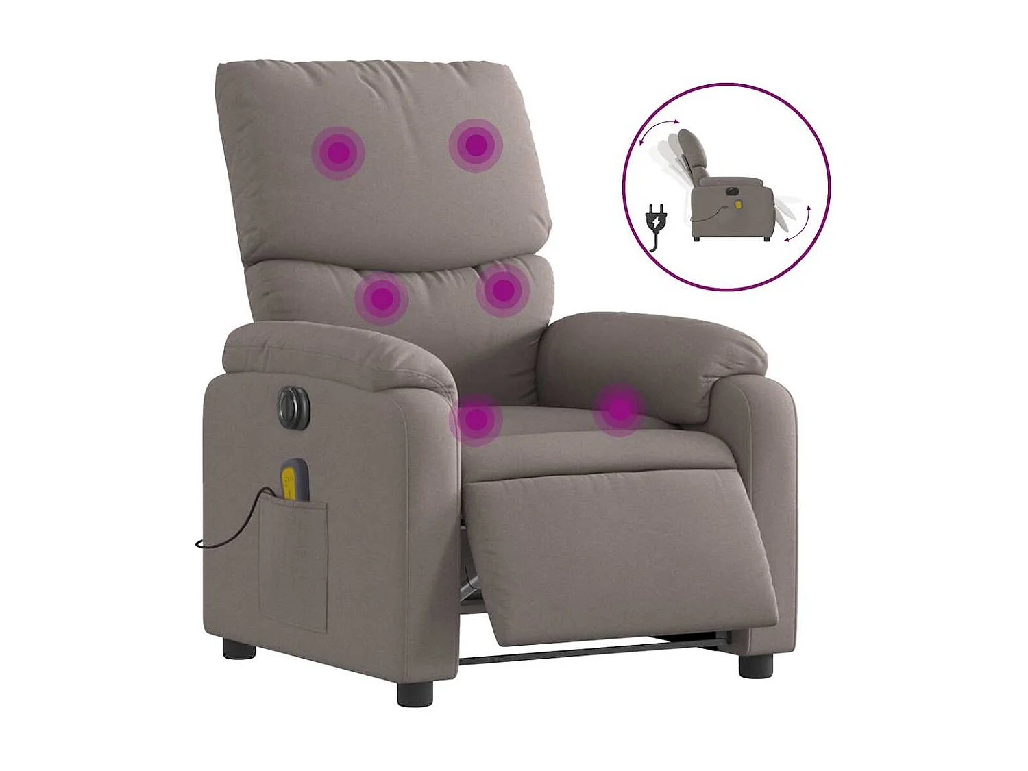 Massagesessel Elektrisch | Relaxsessel indoor Taupe Stoff SHL76607