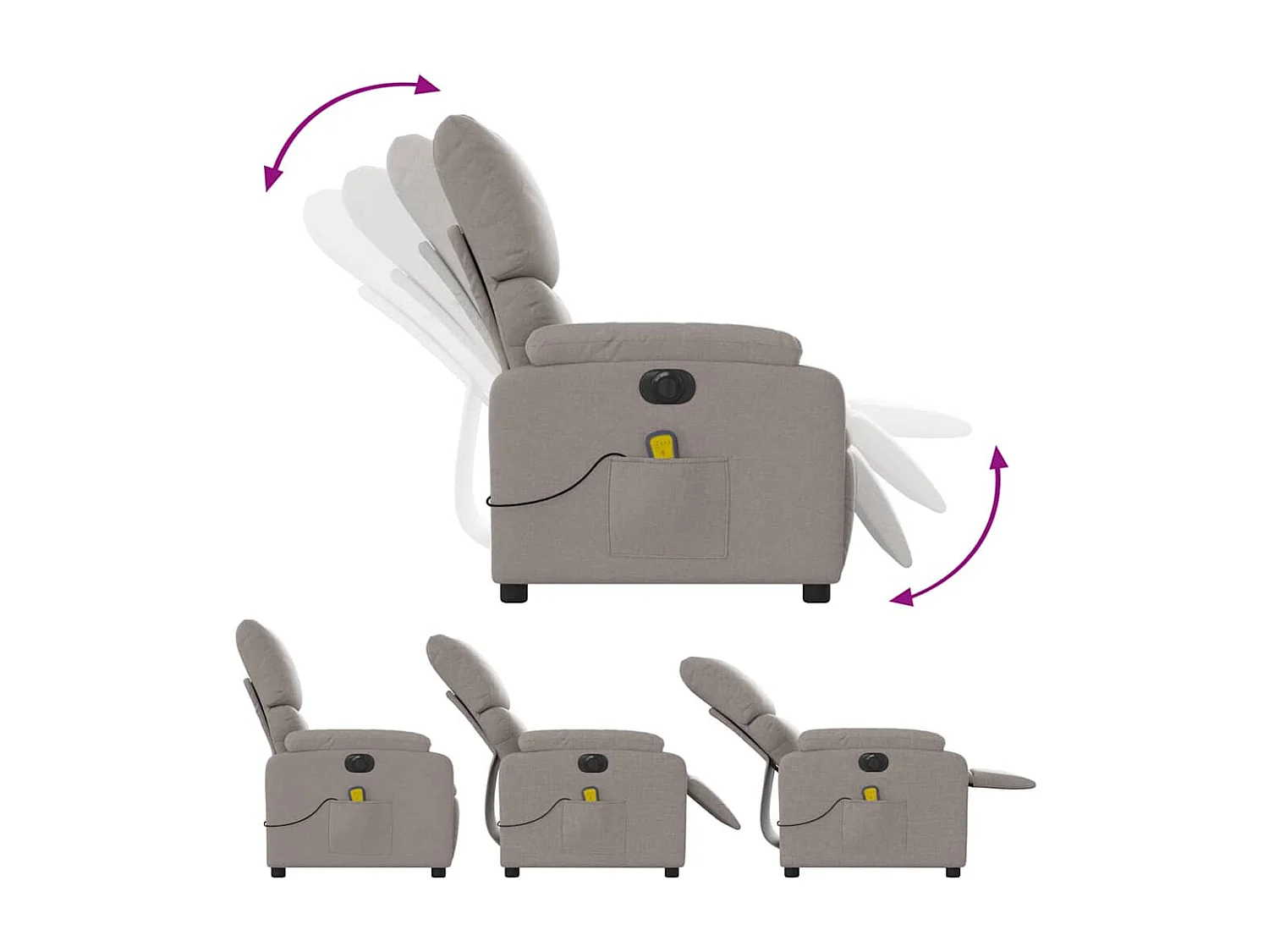 Massagesessel Elektrisch | Relaxsessel indoor Taupe Stoff SHL76607