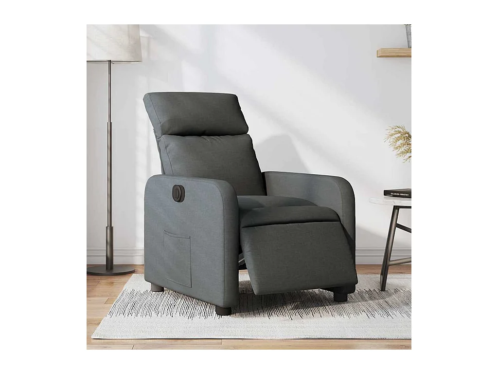 Relaxstoel | Fauteuil elektrisch verstelbaar stof donkergrijs