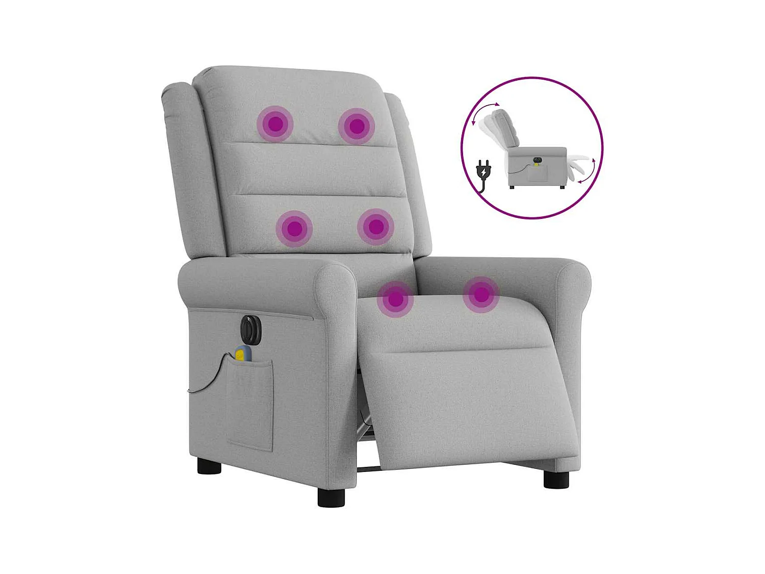 Fauteuil inclinable électrique-Fauteuil de massage de Salon gris nuage tissu SHL4067