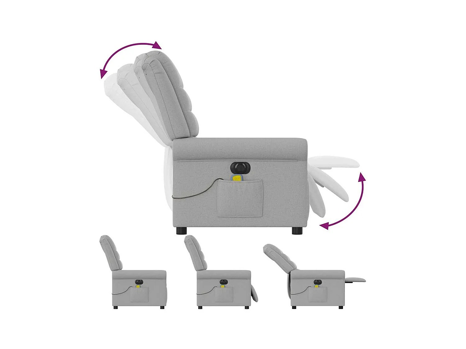 Fauteuil inclinable électrique-Fauteuil de massage de Salon gris nuage tissu SHL4067