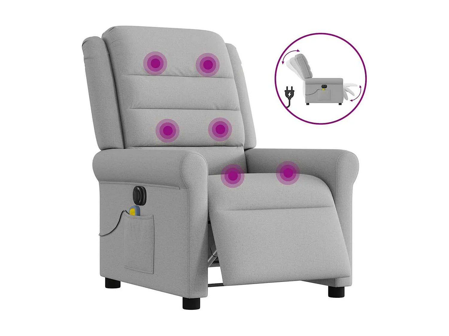 Fauteuil inclinable électrique-Fauteuil de massage de Salon gris nuage tissu SHL4067