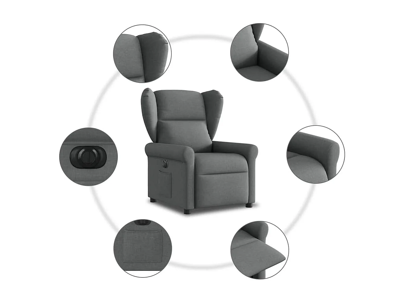 Fauteuil inclinable électrique-Chaise de relax-Fauteuil TV Gris foncé Tissu SHL3406