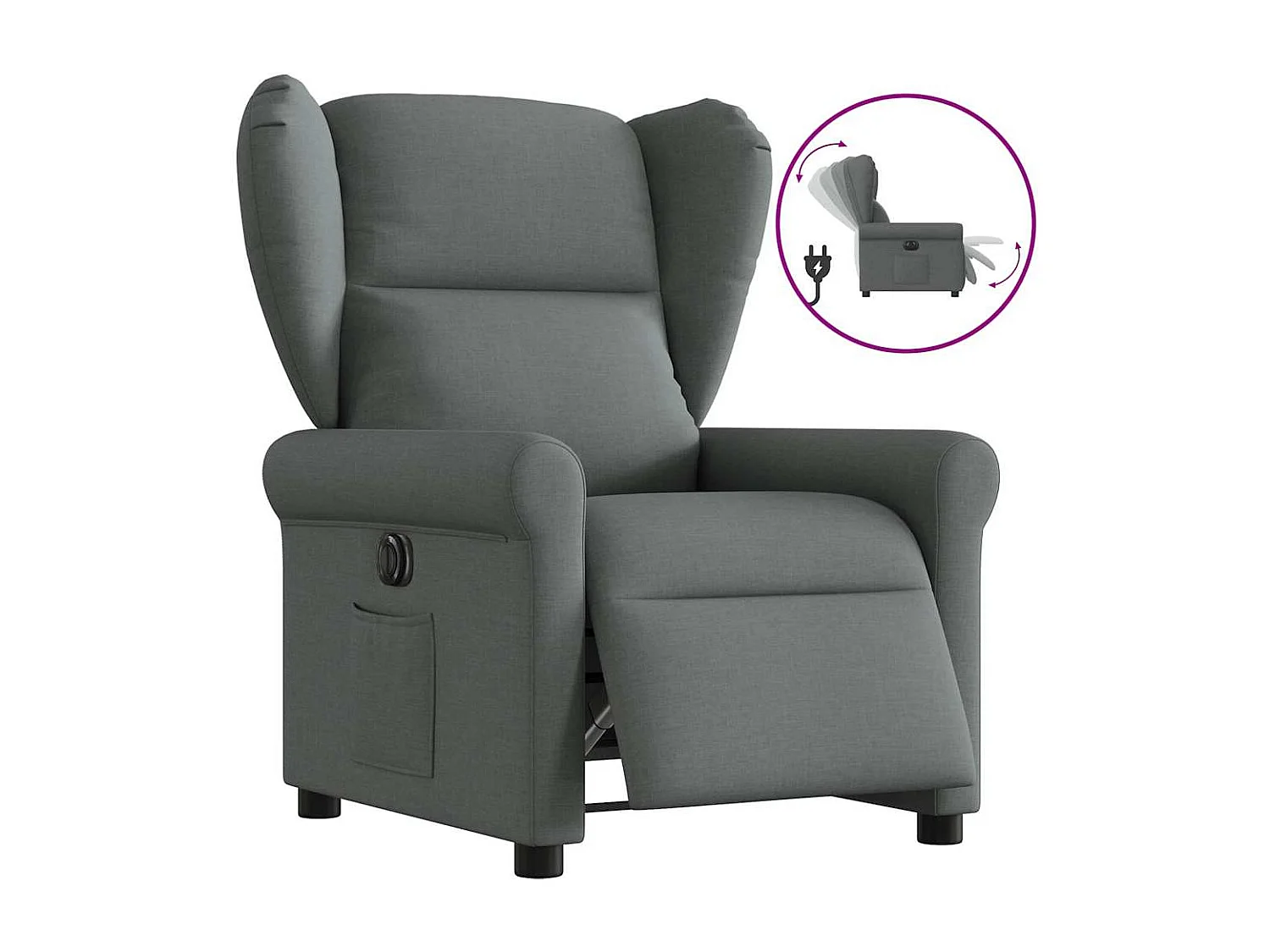 Fauteuil inclinable électrique-Chaise de relax-Fauteuil TV Gris foncé Tissu SHL3406