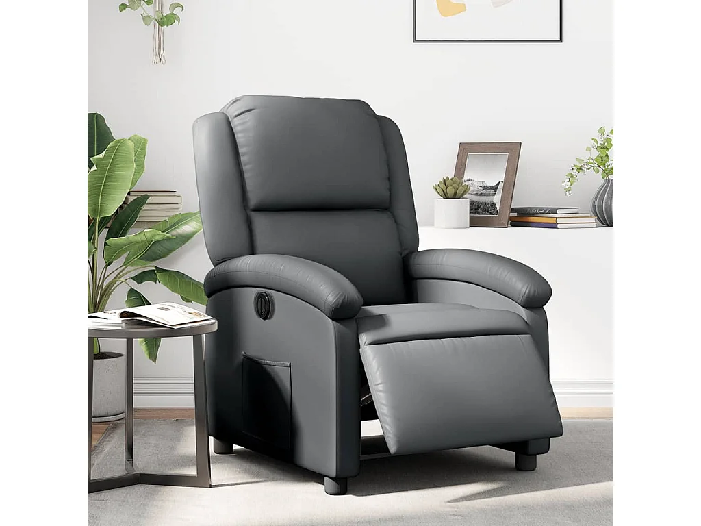 Fauteuil inclinable électrique-Fauteuil TV Gris Similicuir SHL5243