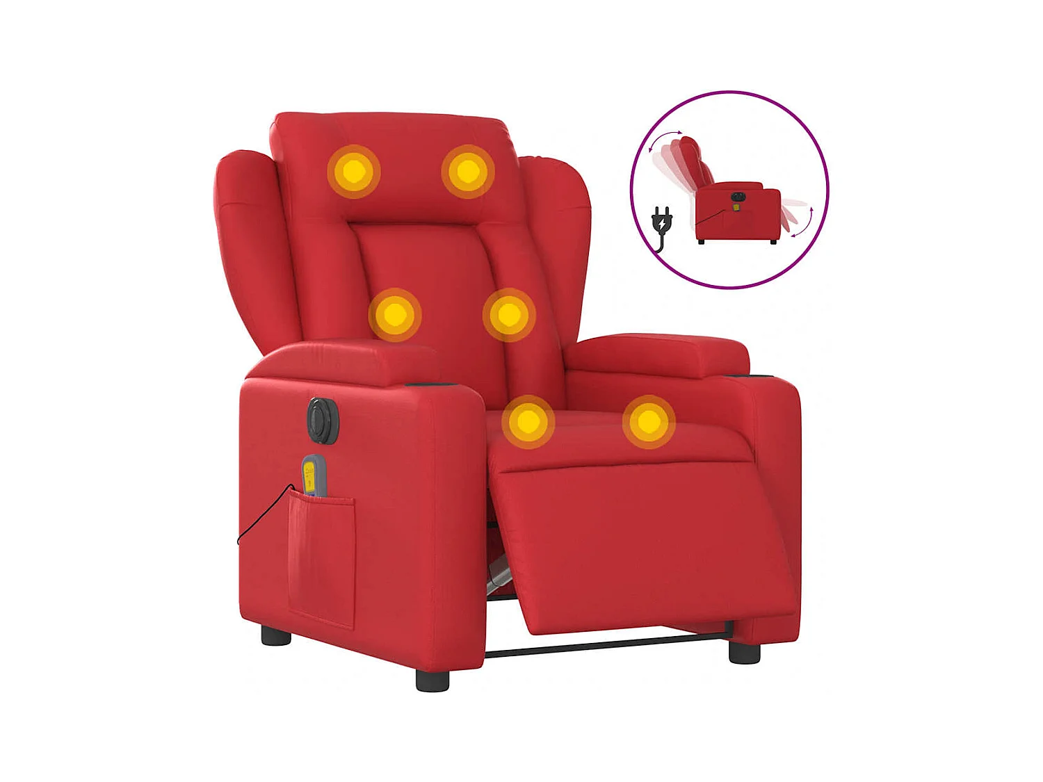 Fauteuil inclinable électrique-Fauteuil de massage pour Salon rouge similicuir SHL1676