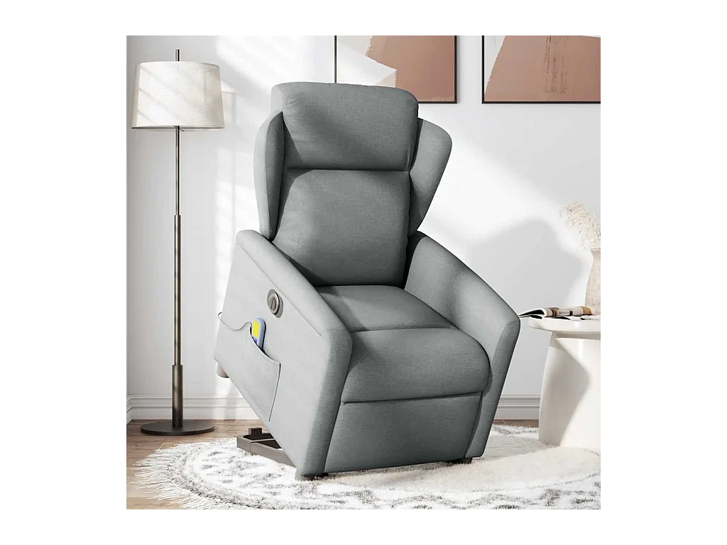 Sillón de salón | Silla | Sillón de masaje eléctrico reclinable elevable tela gris claro SHL3857