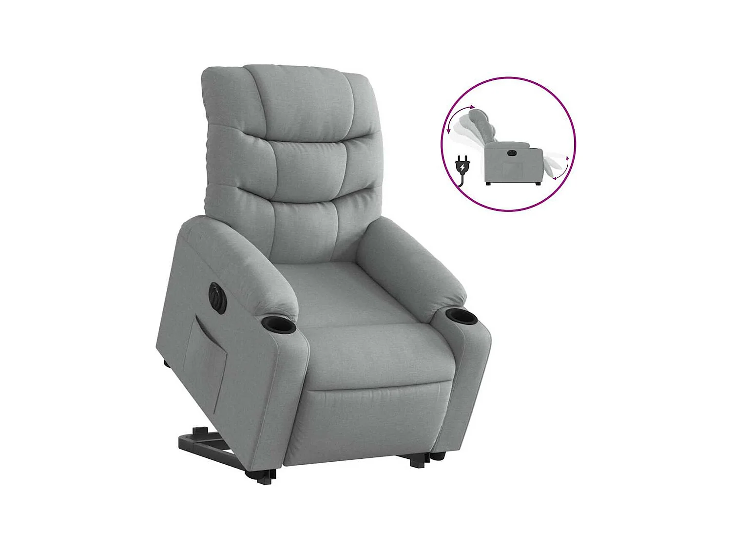 Silla de relax | Sillón eléctrico reclinable elevable de tela gris claro SHL6734
