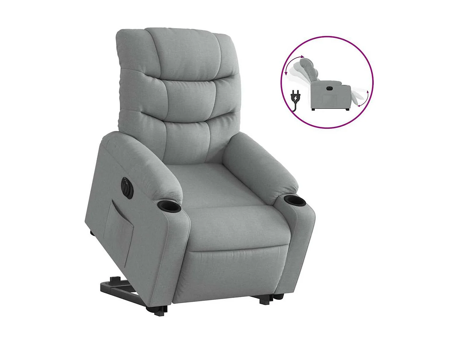 Fauteuil inclinable électrique-Chaise de relax-Fauteuil salon gris clair tissu SHL4626