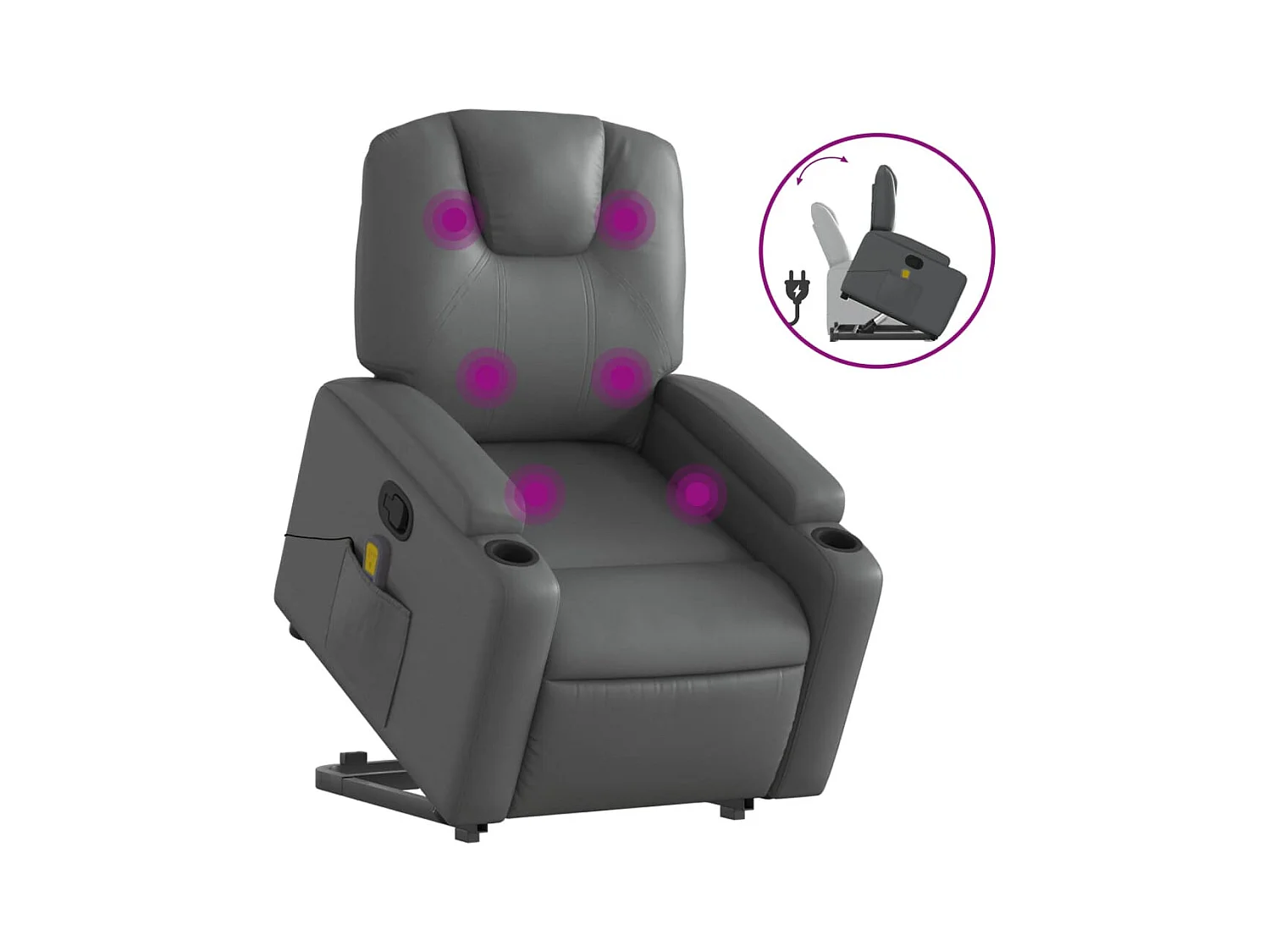 Fauteuil inclinable-Chaise de relax-Fauteuil de Massage Gris Similicuir SHL3165