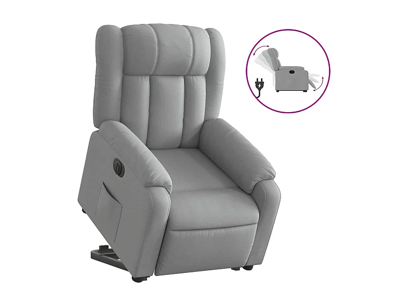 Silla de relax | Sillón eléctrico reclinable elevable de tela gris claro SHL5432