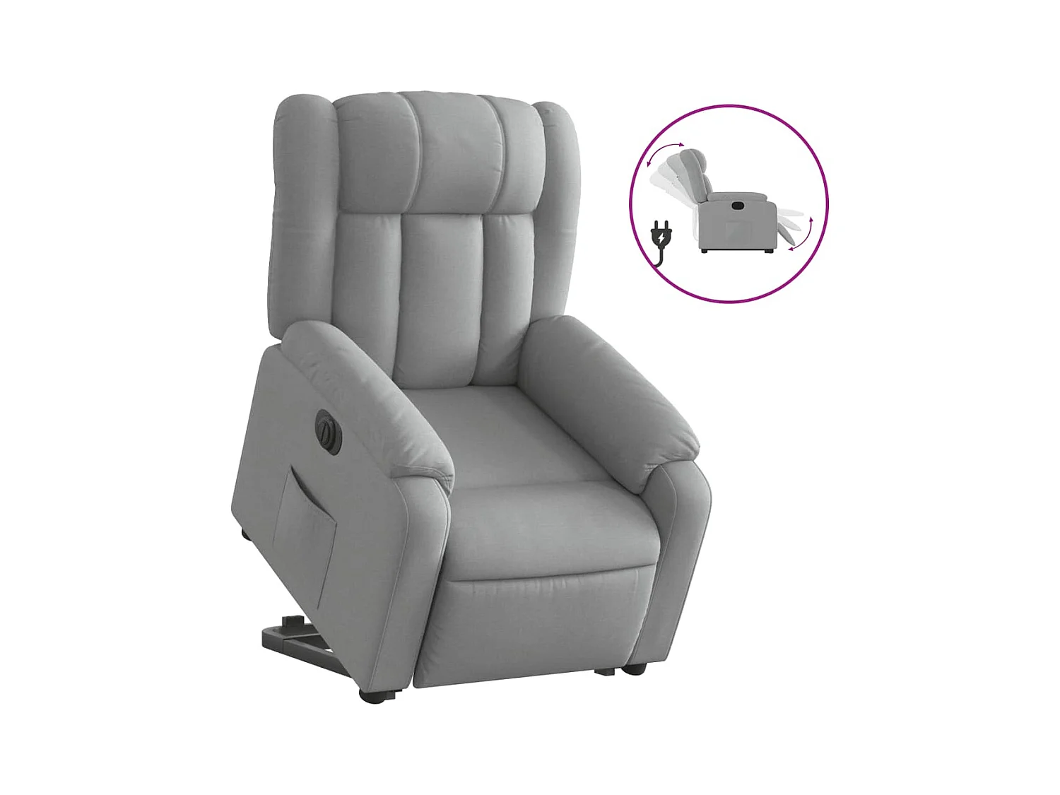 Silla de relax | Sillón eléctrico reclinable elevable de tela gris claro SHL5432