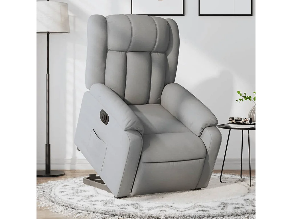 Fauteuil inclinable électrique-Chaise de relax-Fauteuil salon gris clair tissu SHL2760