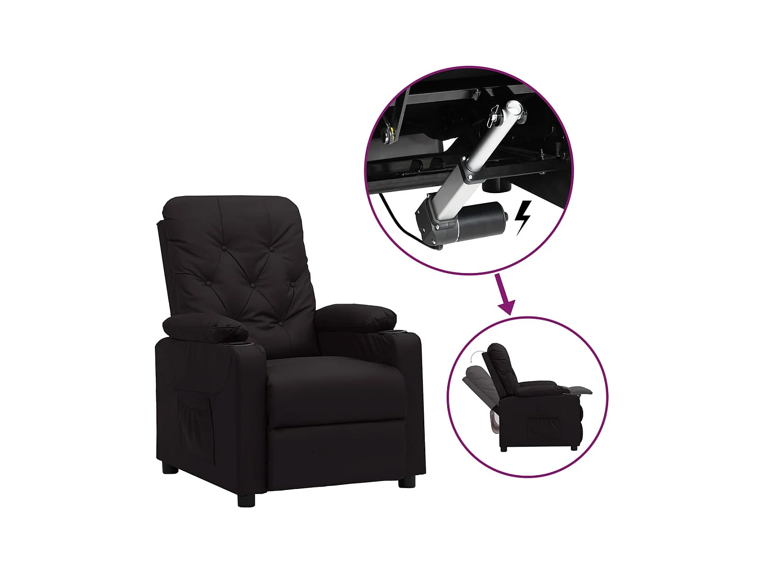 Silla de relax | Sillón elevable cuero sintético negro SHL9361