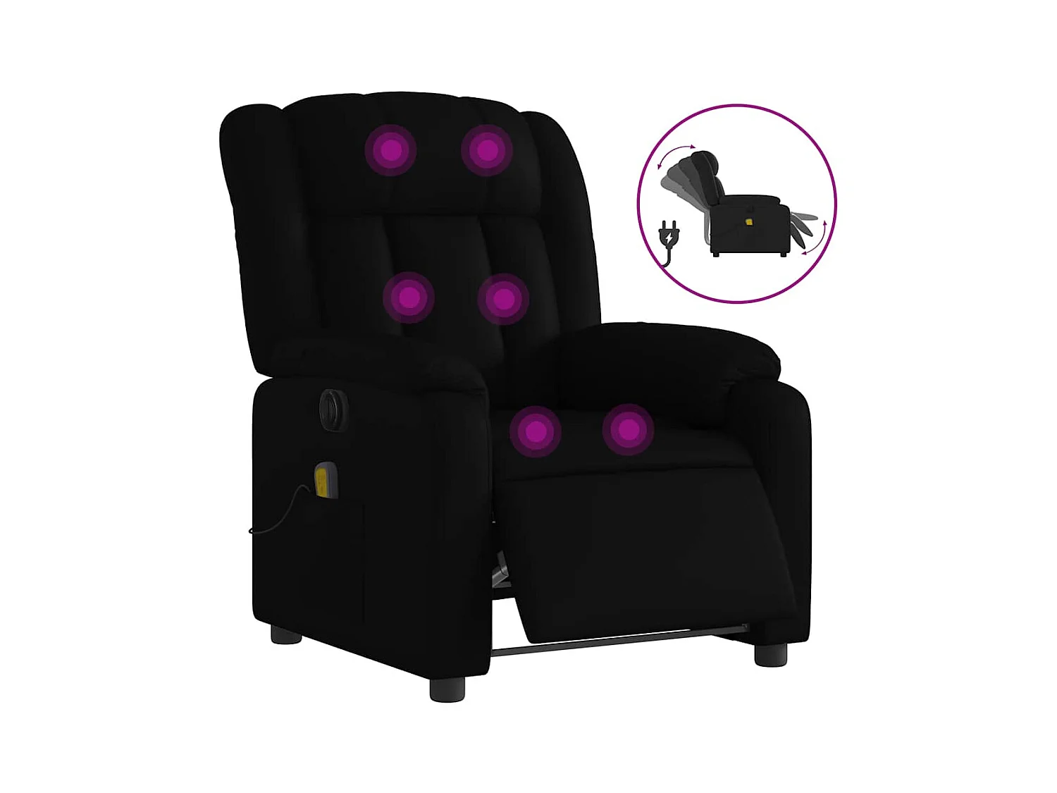 Sillón de salón | Silla | Sillón de masaje reclinable eléctrico cuero sintético negro SHL7595