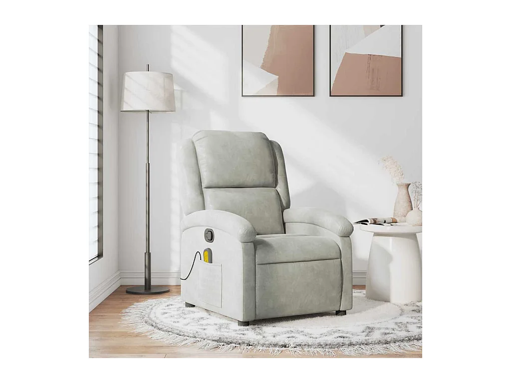 Sillón de relax | Sillón reclinable de masaje terciopelo gris claro SHL7303
