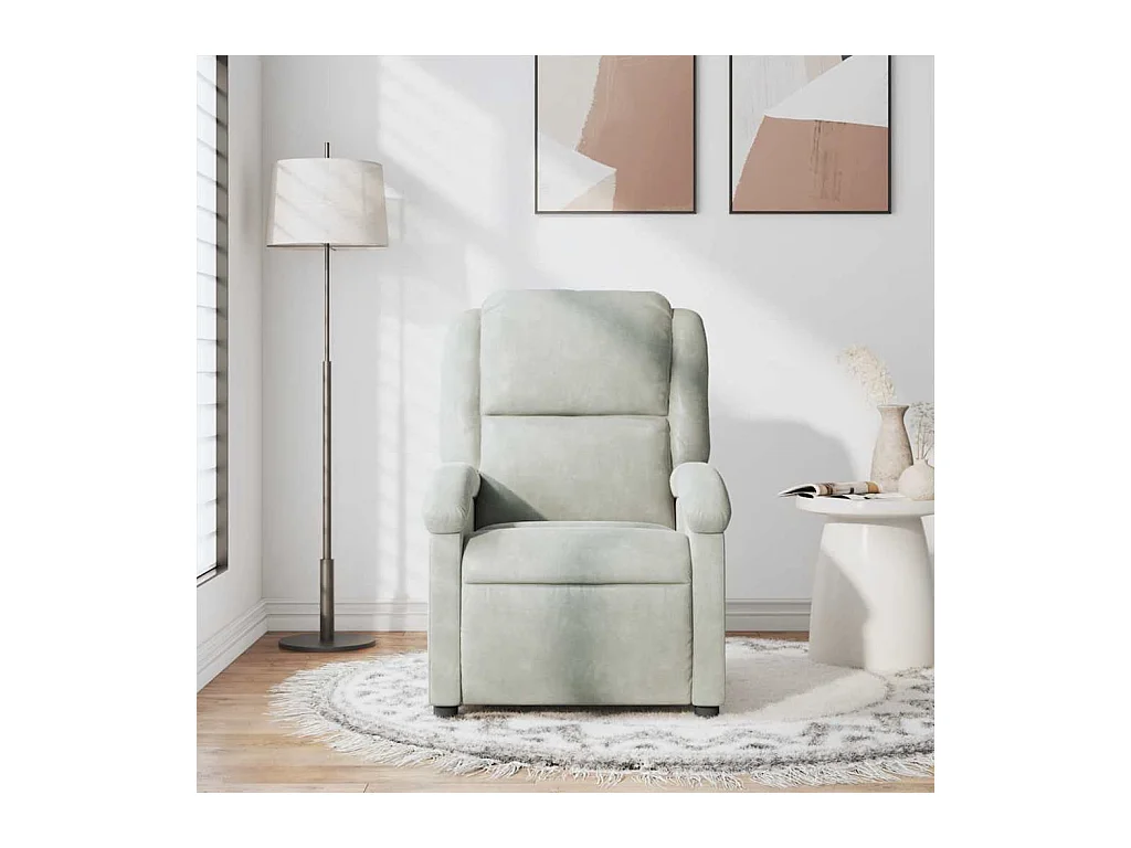 Sillón de relax | Sillón reclinable de masaje terciopelo gris claro SHL7303