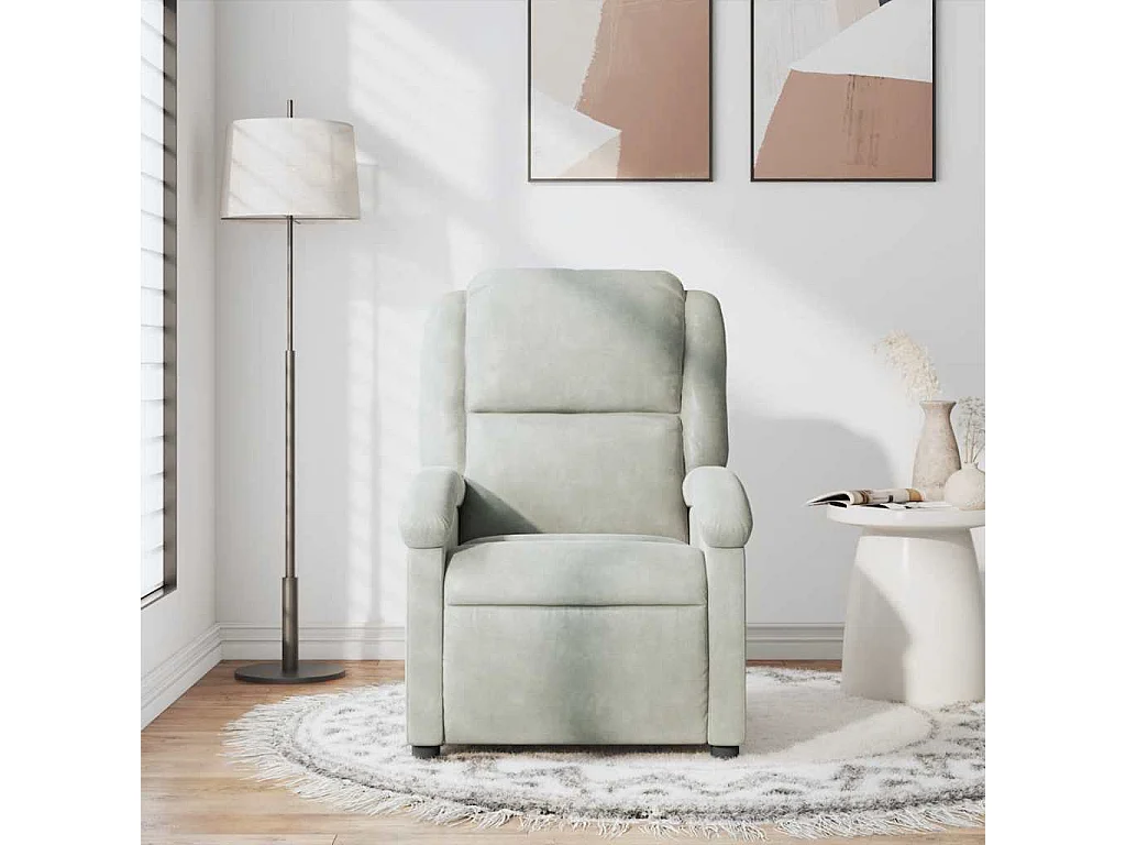 Fauteuil inclinable-Chaise de relax-Fauteuil de Massage gris clair velours SHL3313