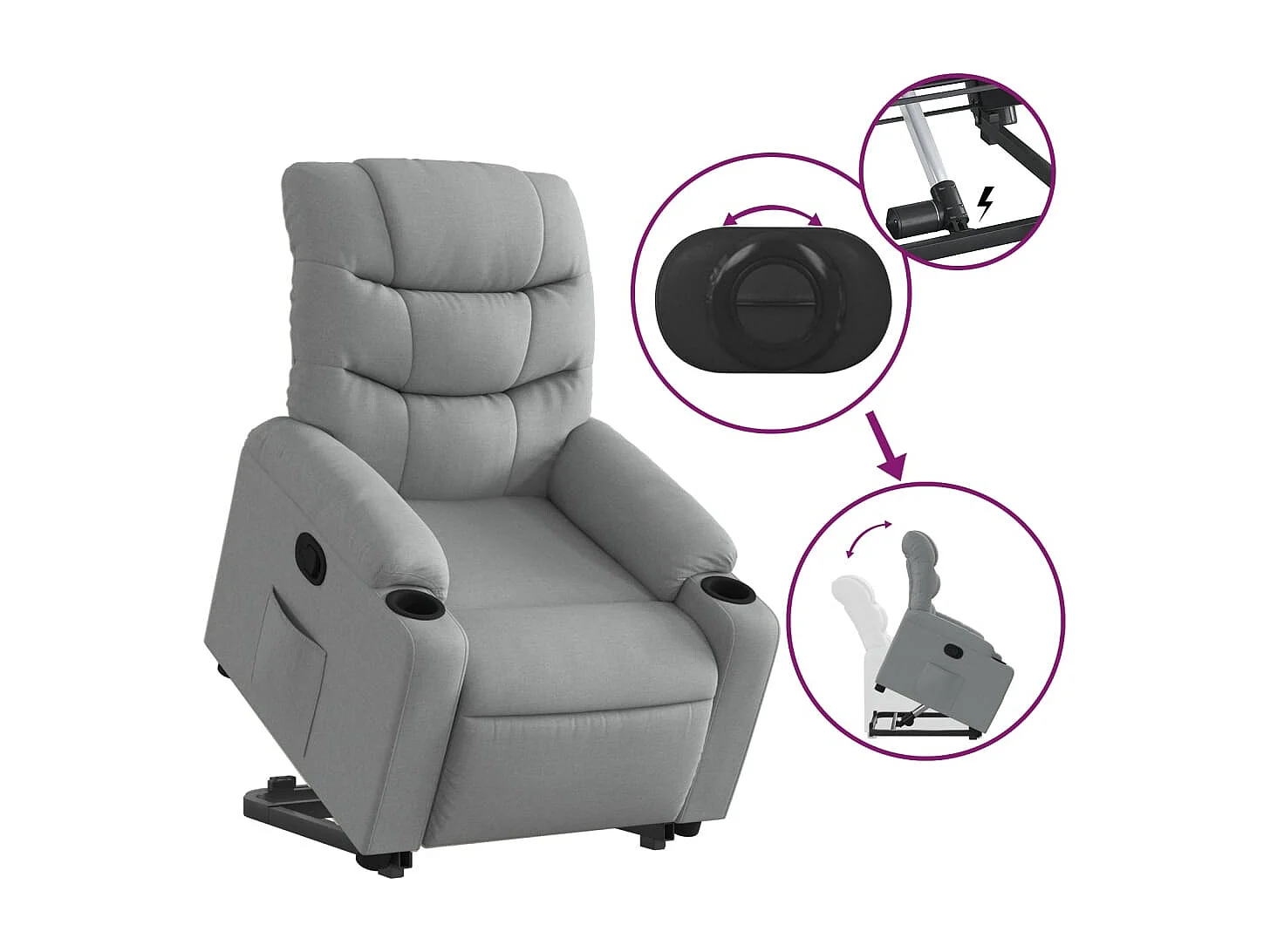 Sillón de relax | Silla | Sillón reclinable elevable de tela gris claro SHL6158