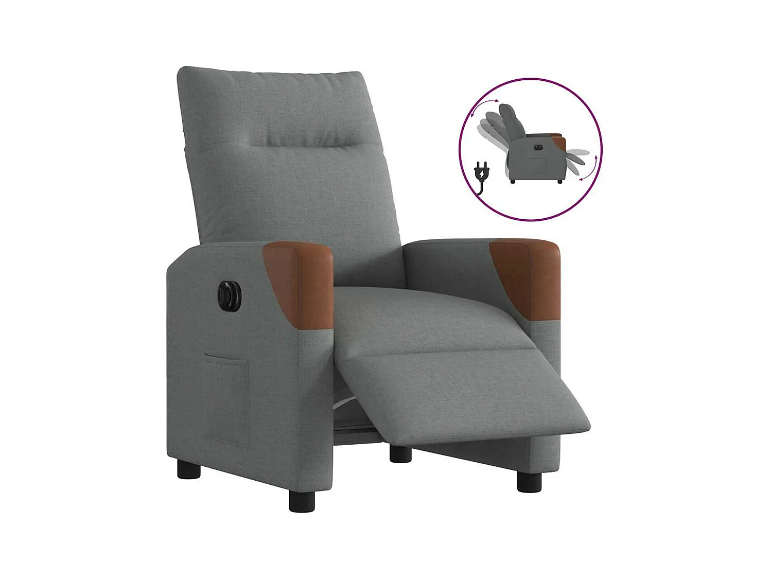 Fauteuil inclinable électrique-Chaise de relax-Fauteuil TV Gris foncé Tissu SHL3753