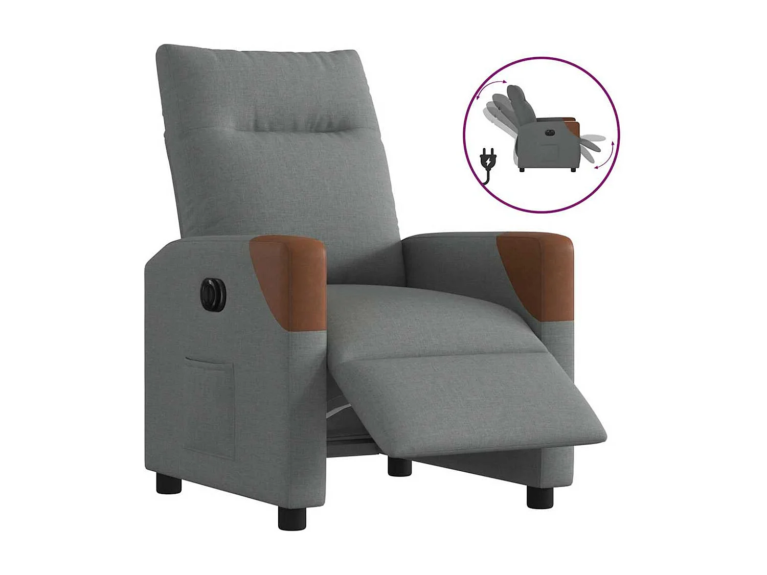 Fauteuil inclinable électrique-Chaise de relax-Fauteuil TV Gris foncé Tissu SHL3753