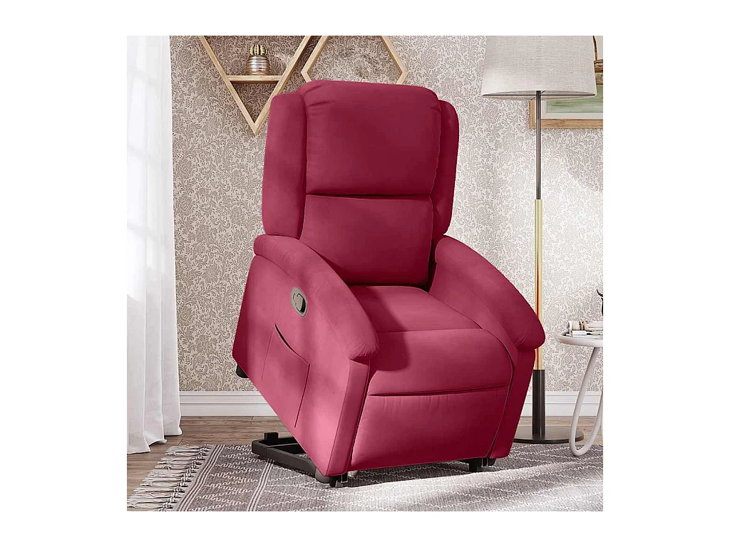 Fauteuil inclinable-Chaise de relax-Fauteuil salon Rouge bordeaux Velours SHL4419
