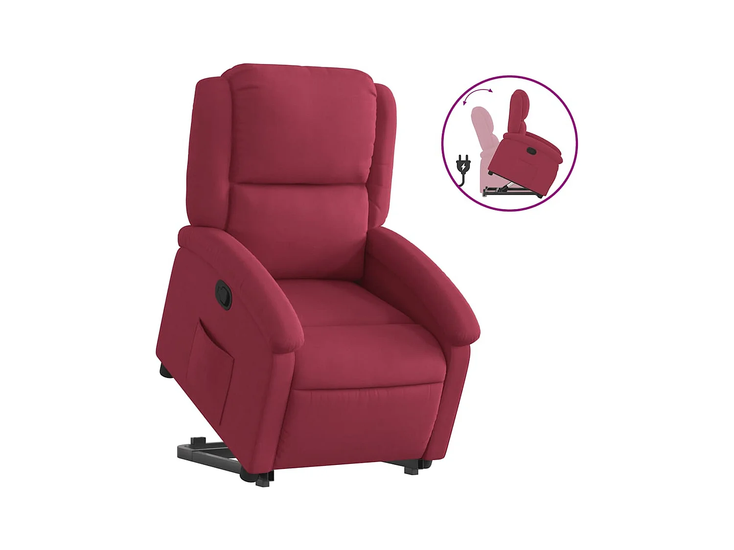 Fauteuil inclinable-Chaise de relax-Fauteuil salon Rouge bordeaux Velours SHL4419