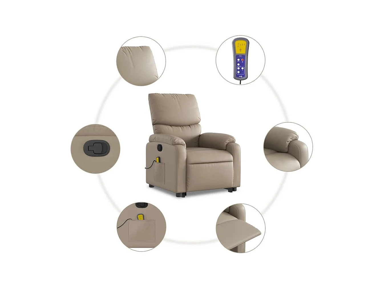 Fauteuil inclinable-Chaise de relax-Fauteuil de Massage Cappuccino Similicuir SHL3237