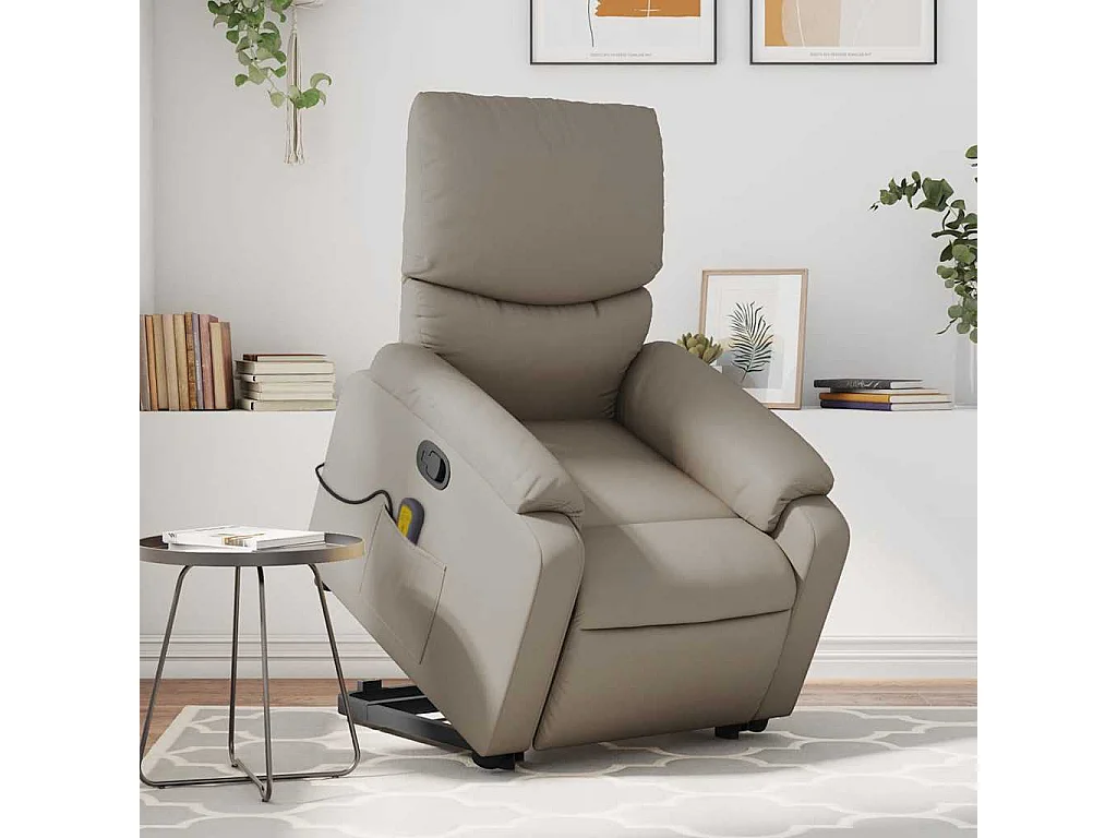 Massagesessel mit Aufstehhilfe Cappuccino-Braun Kunstleder SHL41276