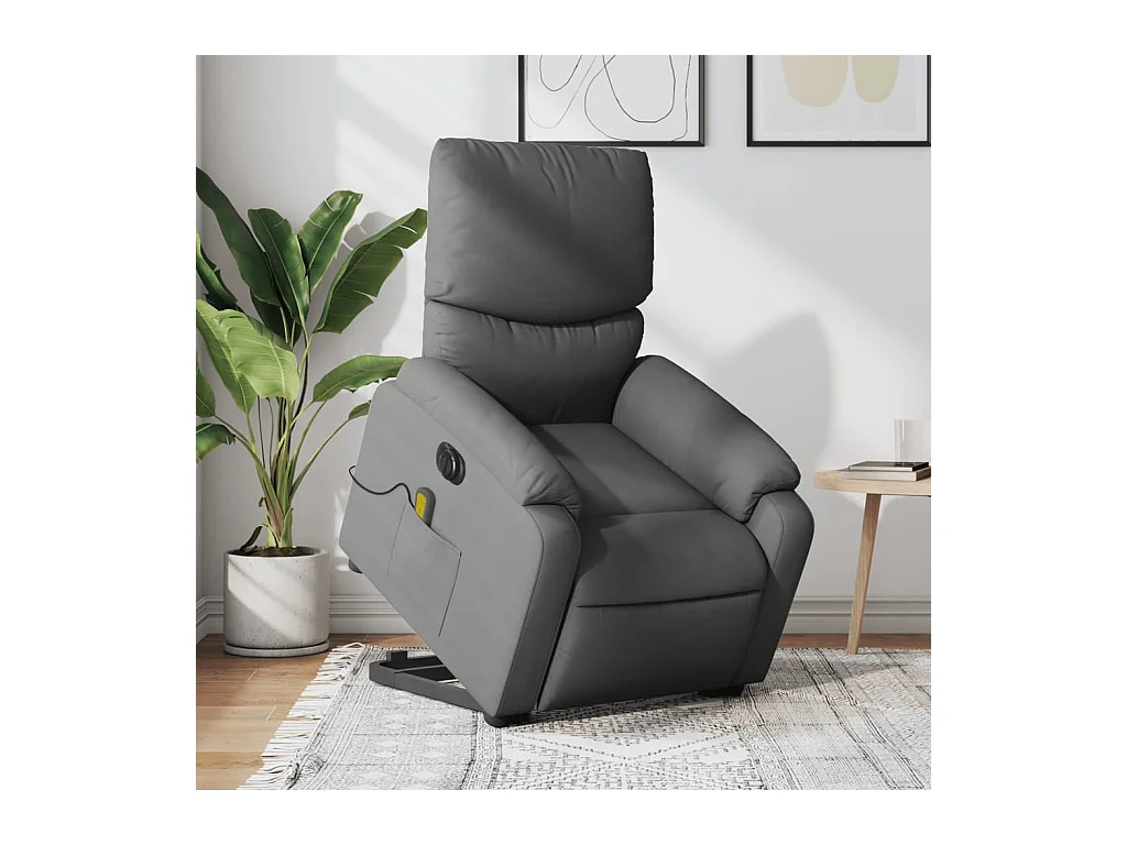 Poltrona elétrica elevatória massagens tecido cinzento-escuro SHL661275