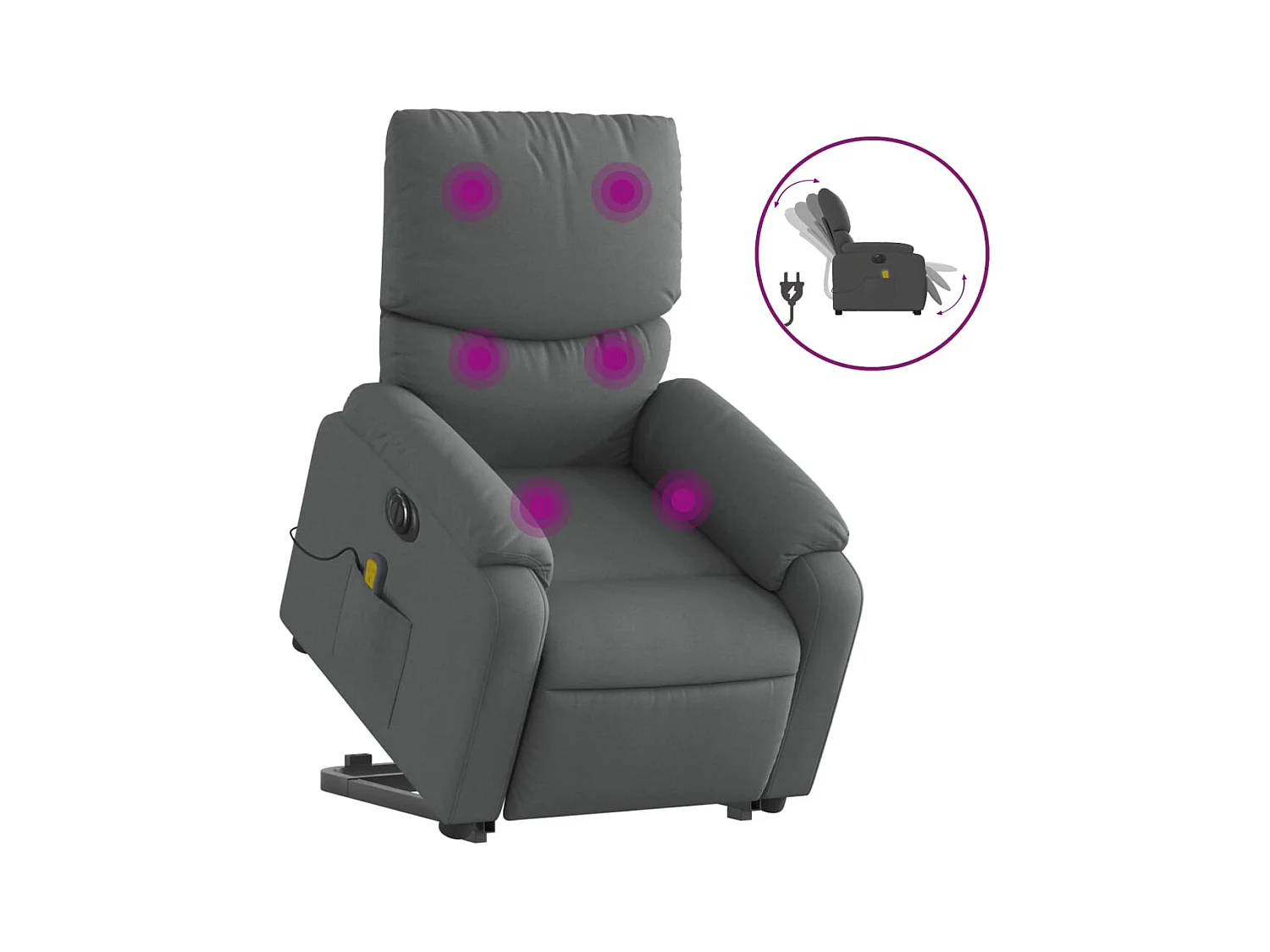 Fauteuil inclinable électrique-Chaise-Fauteuil de Massage Gris foncé Tissu SHL4133