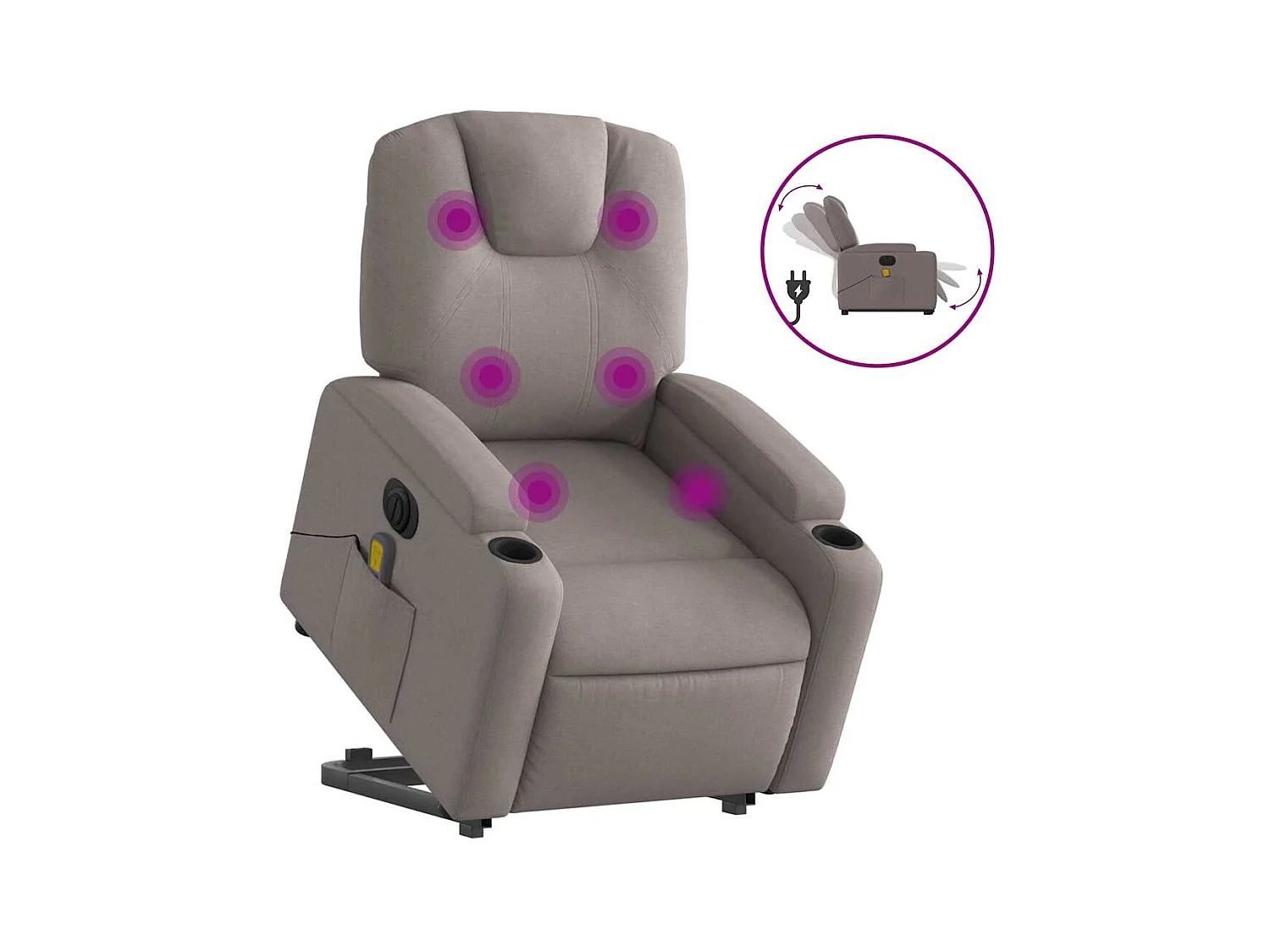 Fauteuil inclinable électrique-Chaise-Fauteuil de Massage Taupe Tissu SHL3866
