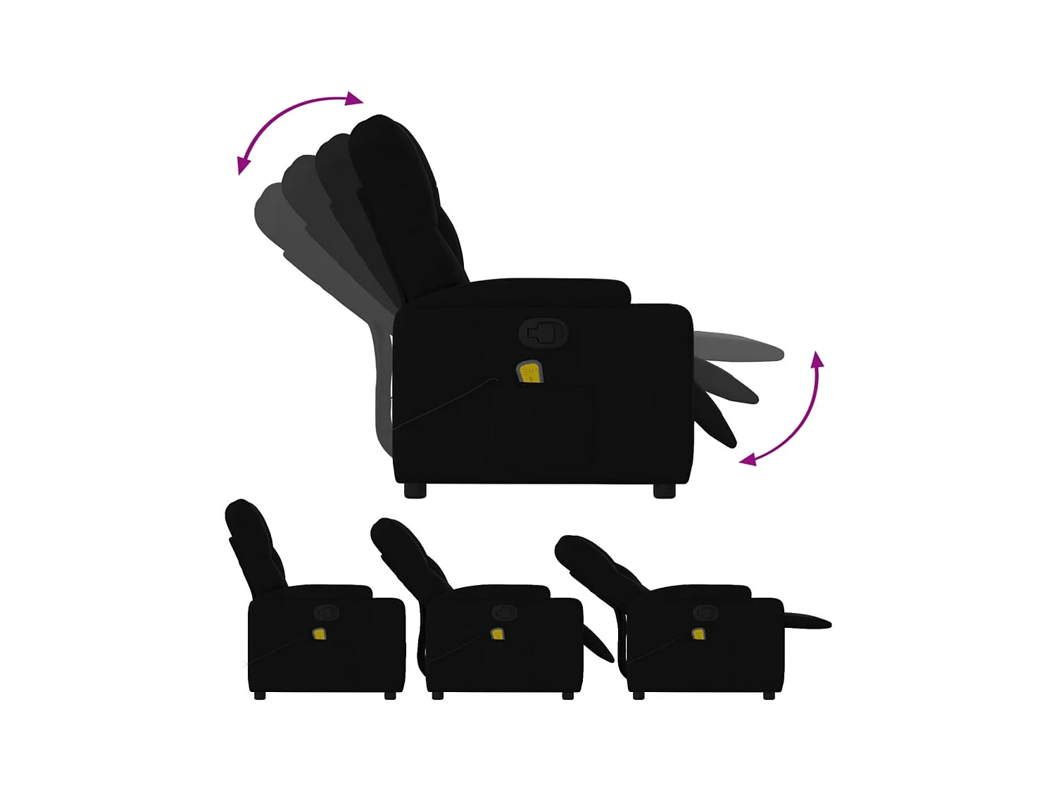 Fauteuil inclinable-Chaise de relax-Fauteuil de Massage noir tissu SHL1811