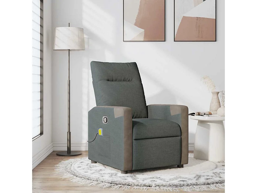 Fauteuil inclinable-Chaise de relax-Fauteuil de Massage Gris foncé Tissu SHL1125